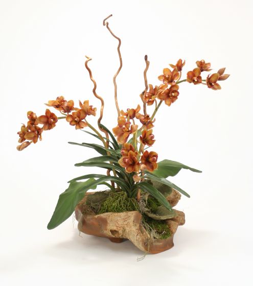 Brown Orchids Tropical Foliage Artificial Flower