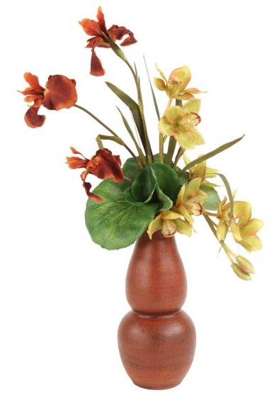 Green Orchids Rust Iries Brick Washed Rio Vase Floor Basket