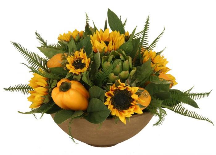 Sunflowers Lemons Peppers Floor Basket