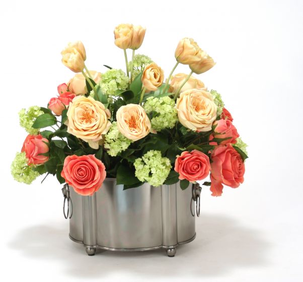 Yellow Coral Green Floral Mix Floor Basket