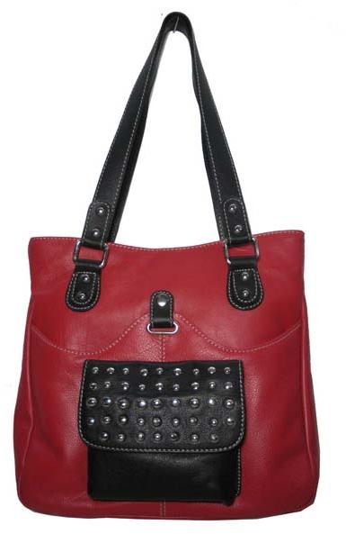 Fashionable Ladies Leather Handbags Red Colour Shoulder Bags
