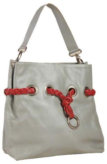 Leather Hand Bag Silver Colour