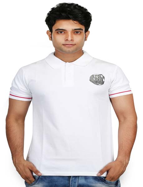 Nalini Solid\'s Men\'s Polo Neck White Colour T-Shirt