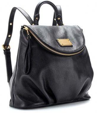 Plain Black Leather Backpack Bag