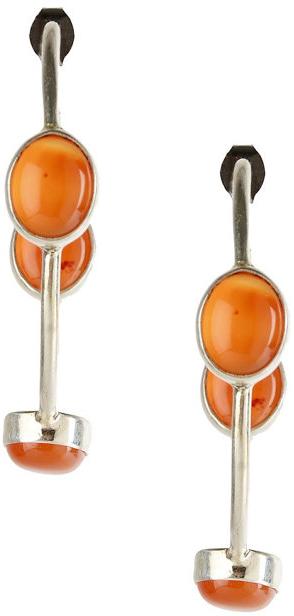 Handmade Orange Silver Hoop Earrings