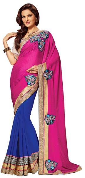 Sgprs-10430 Blue Colour Georgette Embroidered Sarees