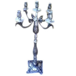 Polished Silver Tabletop Candelabra, for Lighting Decoration, Feature : Attractive Designs