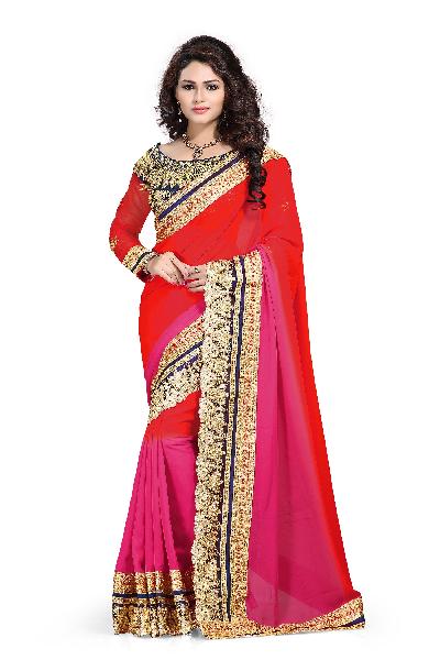 Designer Embroidered Border Work Georgette Saree with Blouse MFS-7