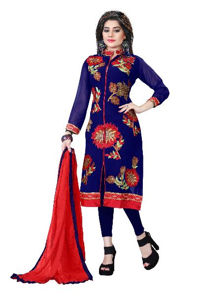 Partywear Unstitched Dress Material With Embroidered Work MFD-33