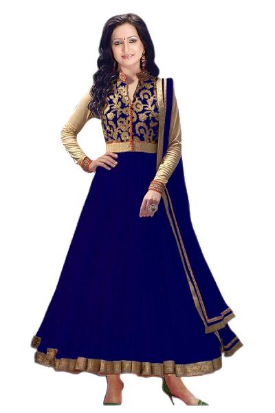 Partywear Unstitched Dress Material With Embroidered Work MFD-9