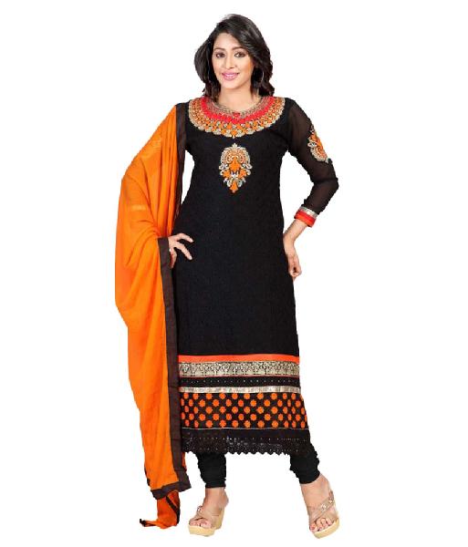 Partywear Unstitched Dress Material With Embroidered Work MFD-4