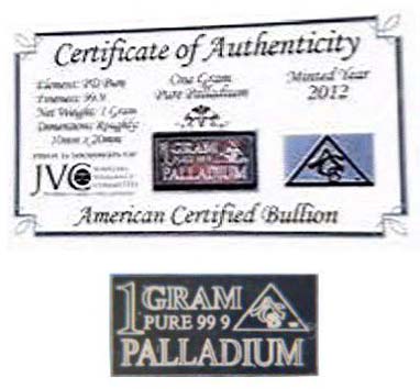 1 Gram Palladium Bar