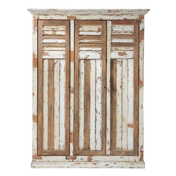3 Door Rustic Wood Almirah