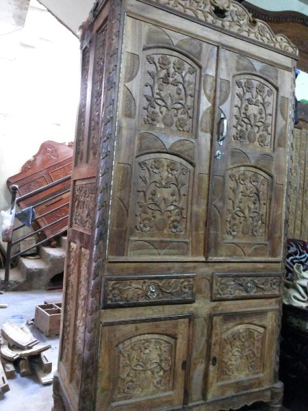Wooden Carved Almirah Cabinet Cupboard