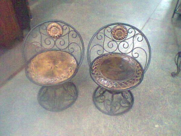 Wrought Iron Wooden Chair