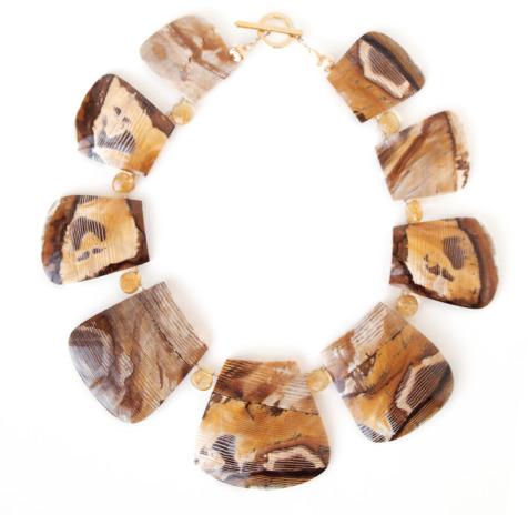 Wood Opalite Collar Necklace
