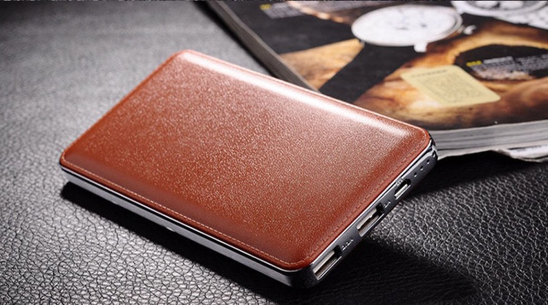 Leather Power Bank, Color : Tan Brown, Snow White