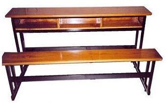 wooden school bench