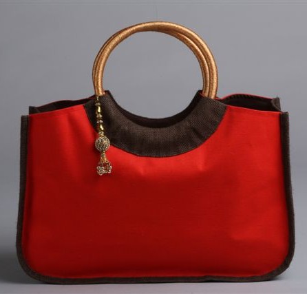 Jute+Canvas Afreen bags, Color : Red