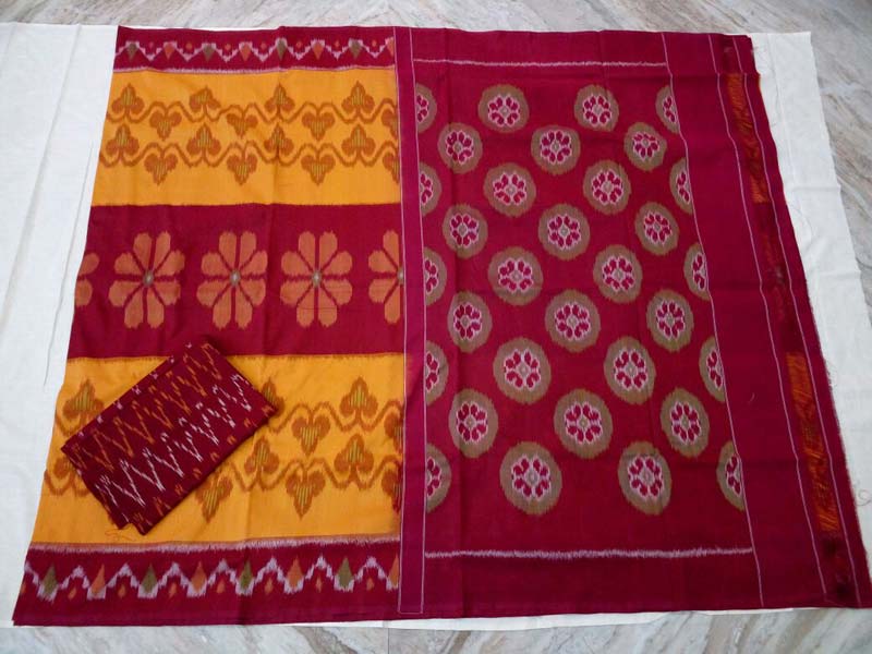 Pochampally double ikkath cotton saree.