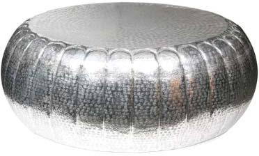 Coffee table embossed aluminum silver plated