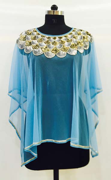 Embroidered Net Poncho