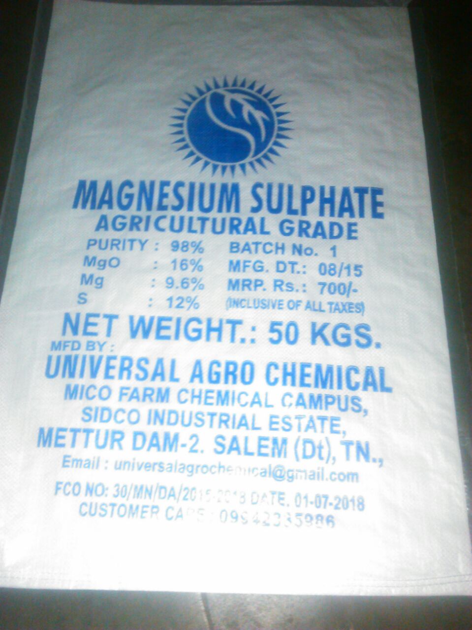 Magnesium sulphate, Purity : 99