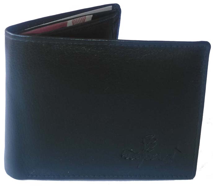 Black Bi-Fold Leather Casual Wallet for Men