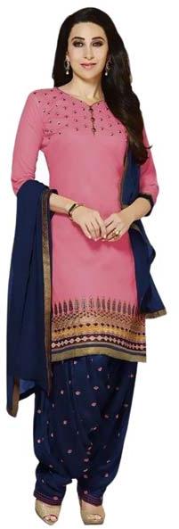 Pink Embroidered Chanderi Salwar Suits