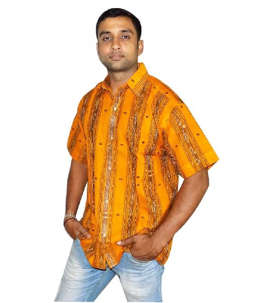Maroon Cotton Sambalpuri Shirt