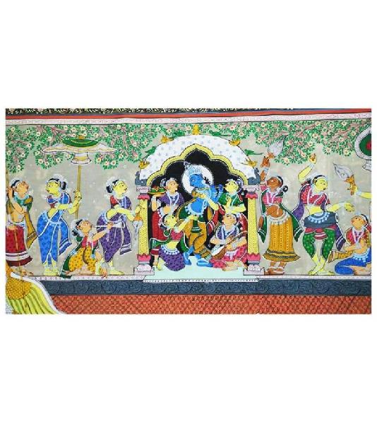 Lord Krishna Nasakeli Pattachitra, Color : Multicolour