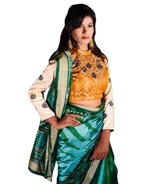 Sambalpuri Green Silk Saree