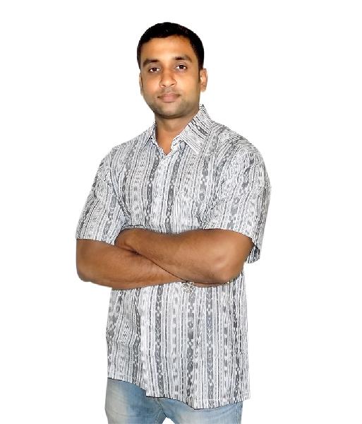 White Cotton Sambalpuri Shirt