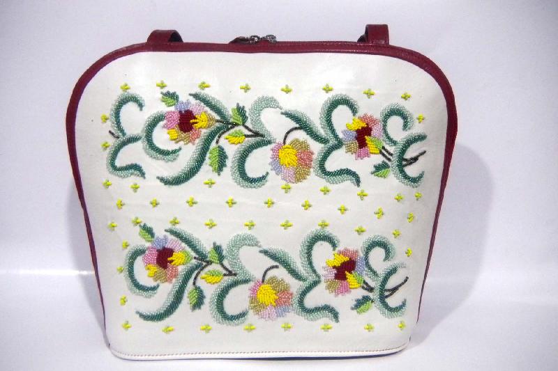 Leather Womens Embroidered Hand Bag, Color : Multicolour