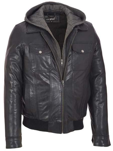 Plain Mens Leather Bomber Jacket, Size : XL