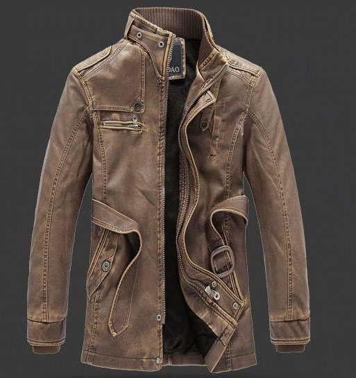 Mens Trench Leather Coat