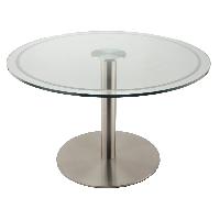 Round Glass Top Table, for Hotel, Office, Restaurent, Feature : Good Material