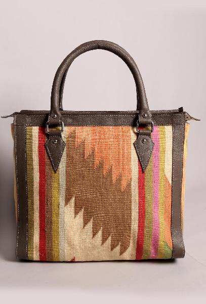 Anci hand-woven punja dhurrie bag, Feature : Handwoven