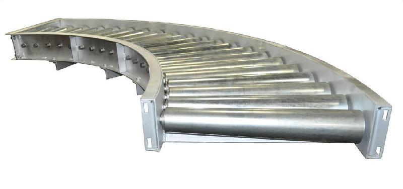Stainless Steel Polished Curved Roller Conveyor, for Moving Goods, Feature : Excellent Quality, Heat Resistant