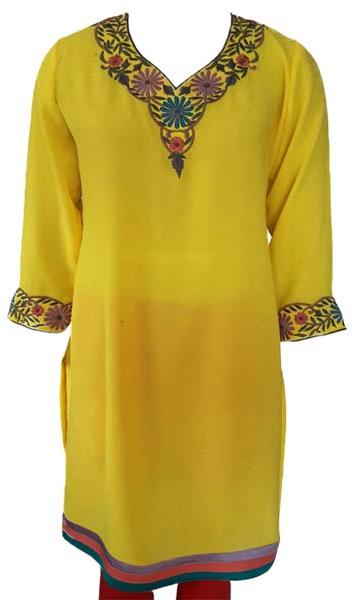 Short Neck Embroidered Kurti, Color : 5 approx.