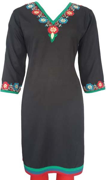 V Neck Embroidered Kurti, Color : Approx 5