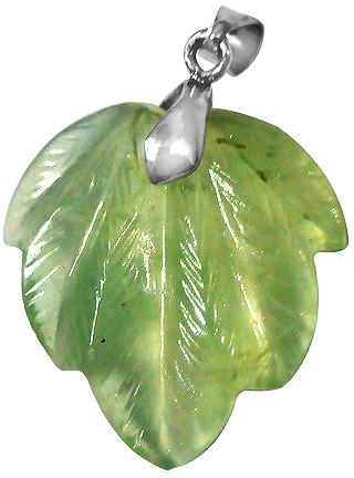 Prehnite stone leaf pendant