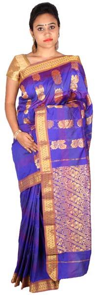 Fancy silk saree, Color : Blue