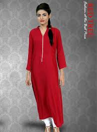 Ladies Red Cotton Full Sleeves Kurti
