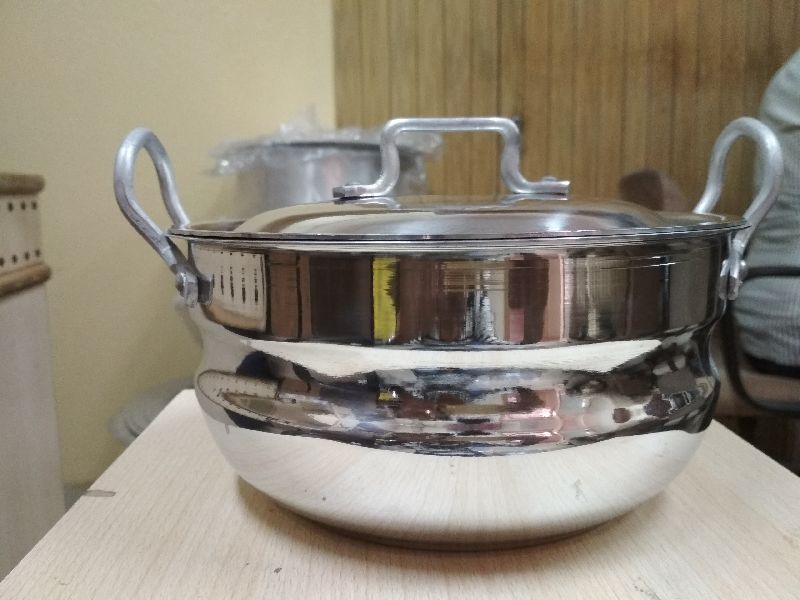 India Gold Stainless Steel Kadhai With Lid