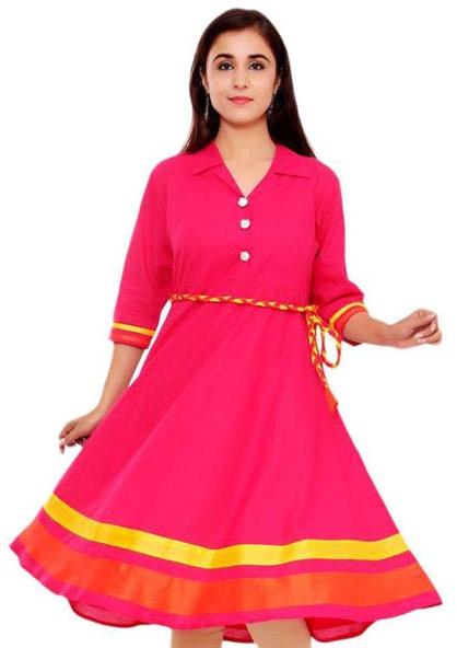 Pink Unstitched Anarkali Suit