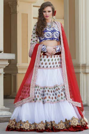 Party wear lehenga choli, Feature : Anti Shrink, Anti Wrinkle, Attractive Designs, Comfortable, Easy Washable Skin-Friendly