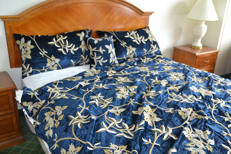 Crewel Bedding Starry Night Royal Mint Blue Cotton Viscose Velvet