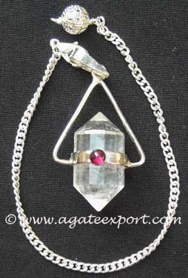 Crystal Quartz With Garnet Pendulum