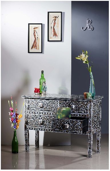 mother of pearl inlay console table